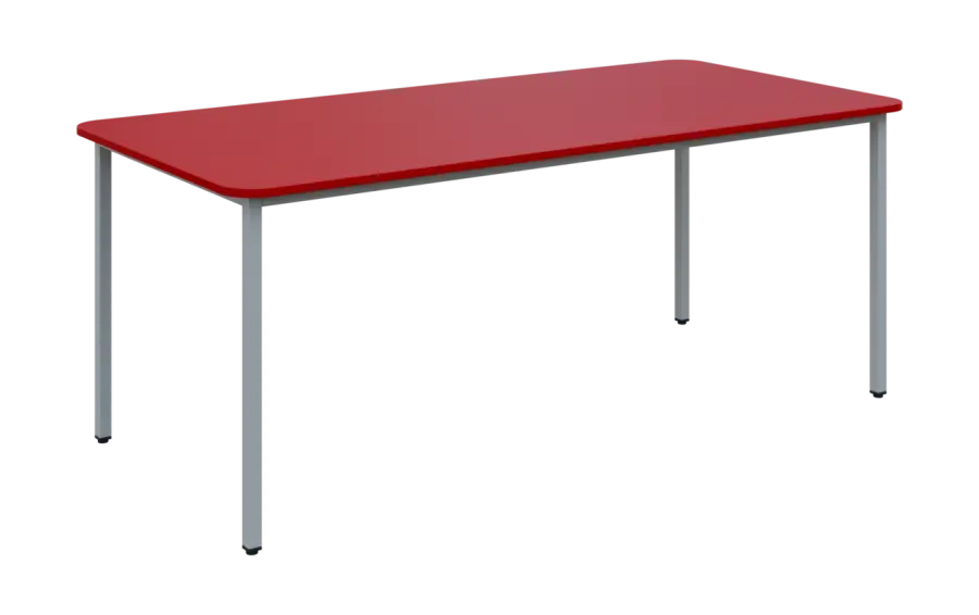 JSBR 190N Jídelní stůl 1900 x 900 mm, deska červená flamengo / podnož stříbrná